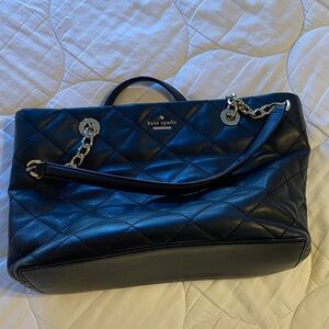 Kate Spade Emerson Place Phoebe Black Quilted Leather Tote Shopper Gold Chain